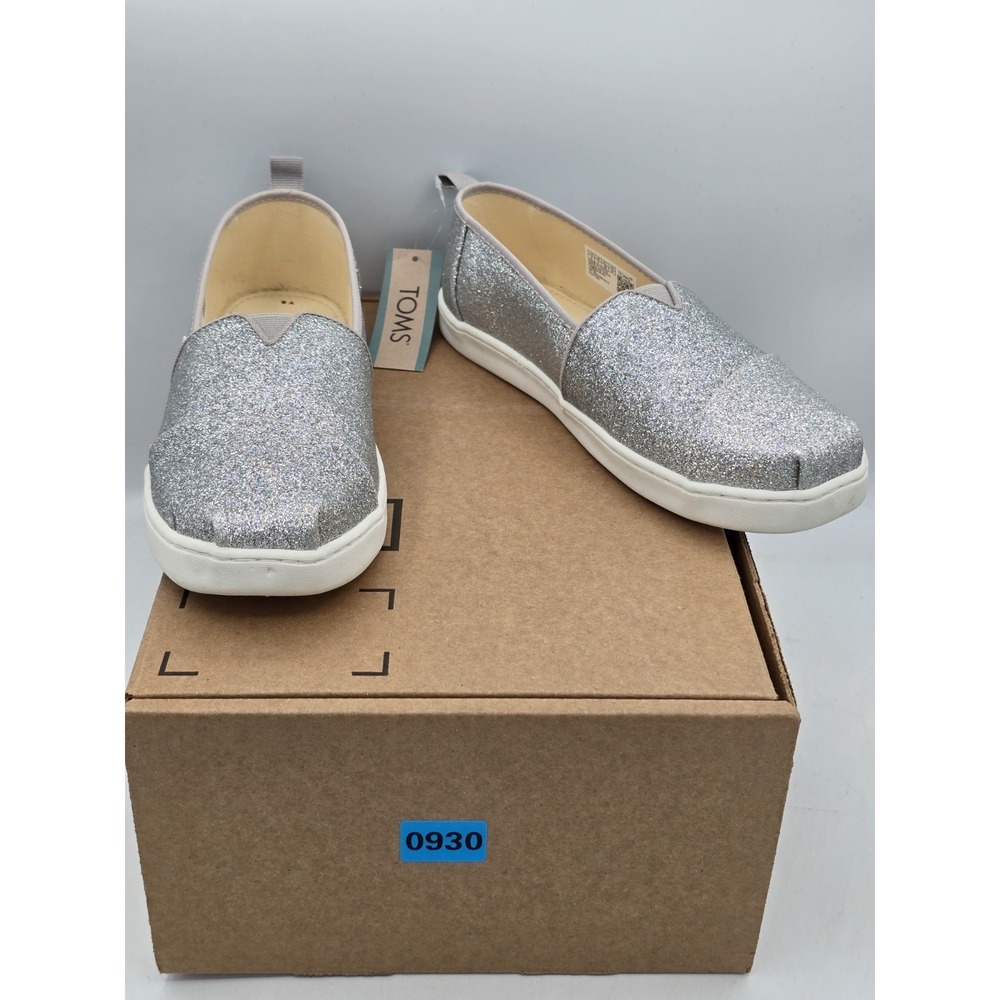New‎ Toms Youth Silver Iridescent Alpargata Slip On Shoe Sz 6 Youth